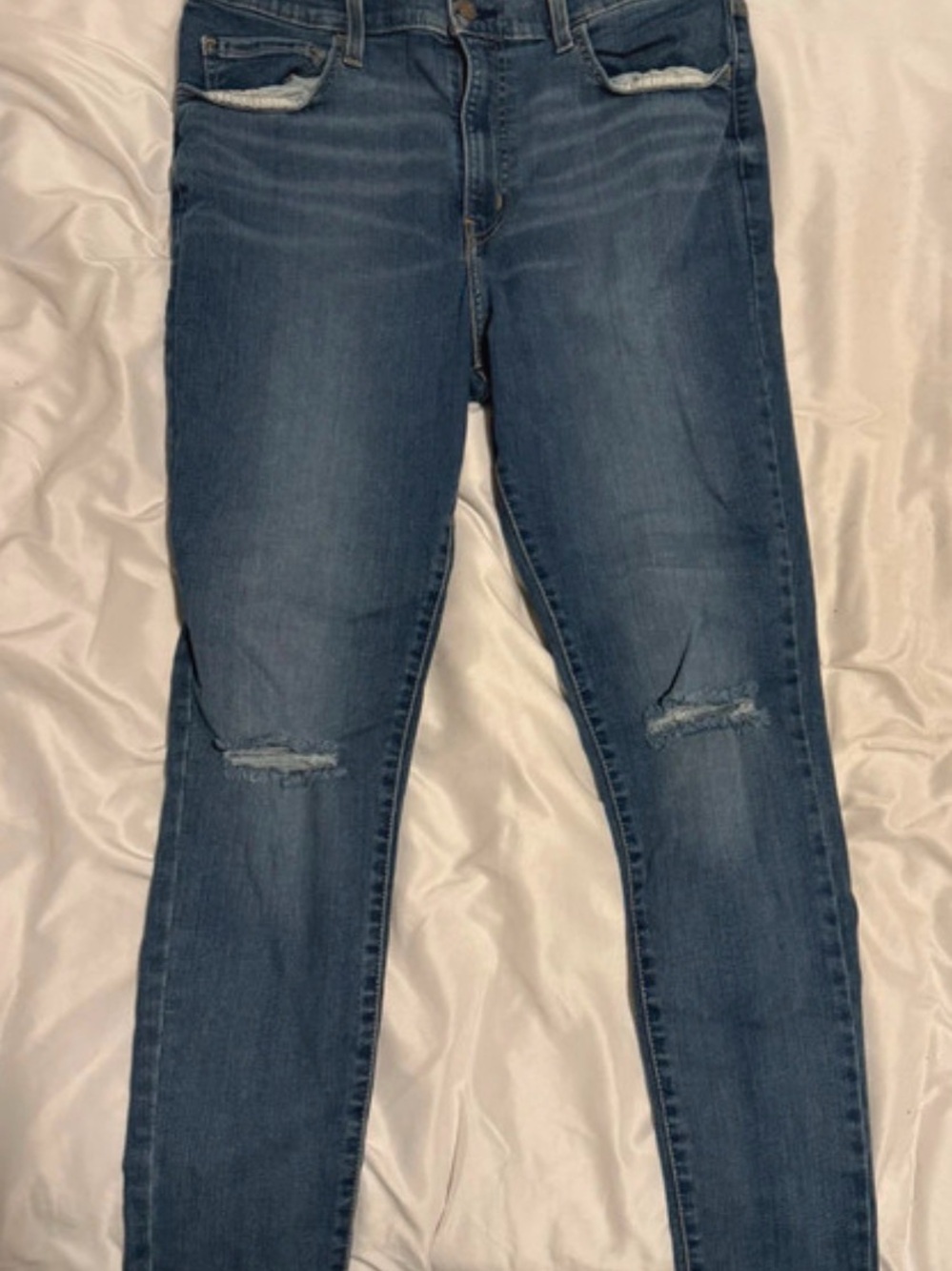 Levi's Dark Blue High-Rise Distressed Skinny Jeans